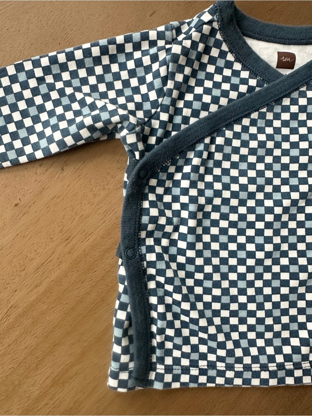Tea Collection Baby Checkerboard Wrap Top, Size 3-6M, Navy/White - Picture 3 of 5